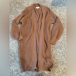 MELLODAY Warm Brown Open-Front Cardigan